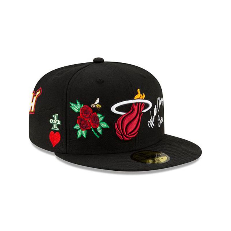 NBA Miami Heat Icon 59Fifty Fitted (KZF1360) - Black New Era Caps